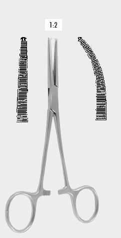 КРАЙЛ (CRILE), кровоспинний затискач, 14 см (cm), 1x2 зубці, вигнутий